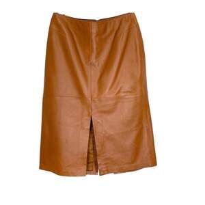 Cache brown genuine leather midi